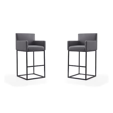 Manhattan Comfort Ambassador Barstool in Grey and Black (Set of 2) 2-BS017-GY